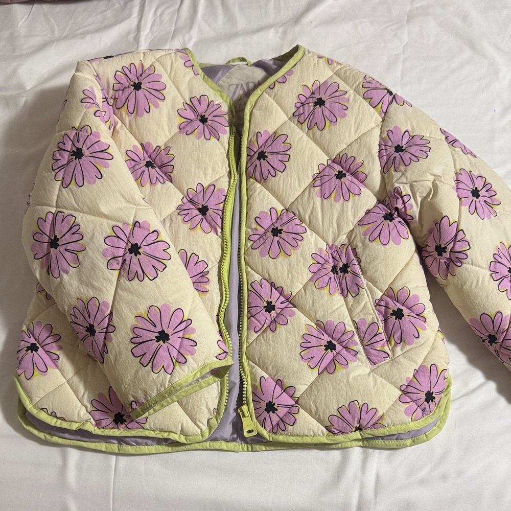 ZARA FLORAL QUILTED JACKET SZ 8-9